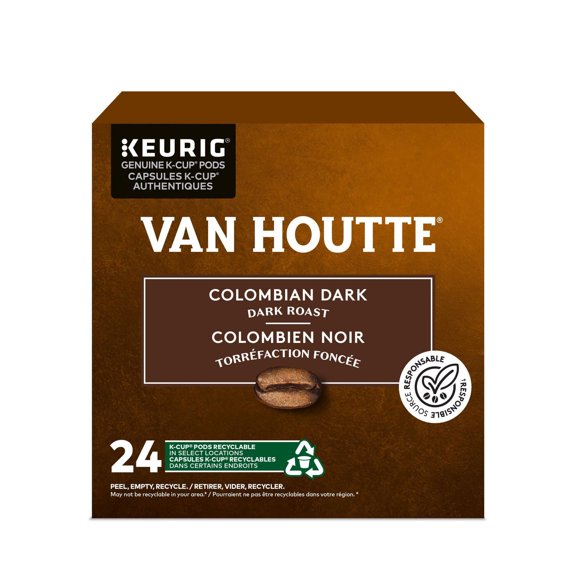 Van Houtte® Colombien Noir Capsules K-Cup®, Torréfaction Foncée, 24-Capsules pour Cafetières à Portion Individuelle