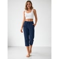 thumbnail image 2 of Rosvigor Womens Hiking Capri Pants High Waisted Drawstring Cargo Pants Women Quick Dry Capris Athletic Lounge Travel Trousers, 2 of 7