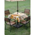 thumbnail image 3 of Outdoor Tablecloth with Umbrella Hole and Zipper, Green Orange Pumpkins Fall Square Table Cloth 54x54 Inch Waterproof Tablecloth, Thanksgiving Vintage Sunflower Picnic Table Cover for Patio Camping, 3 of 7