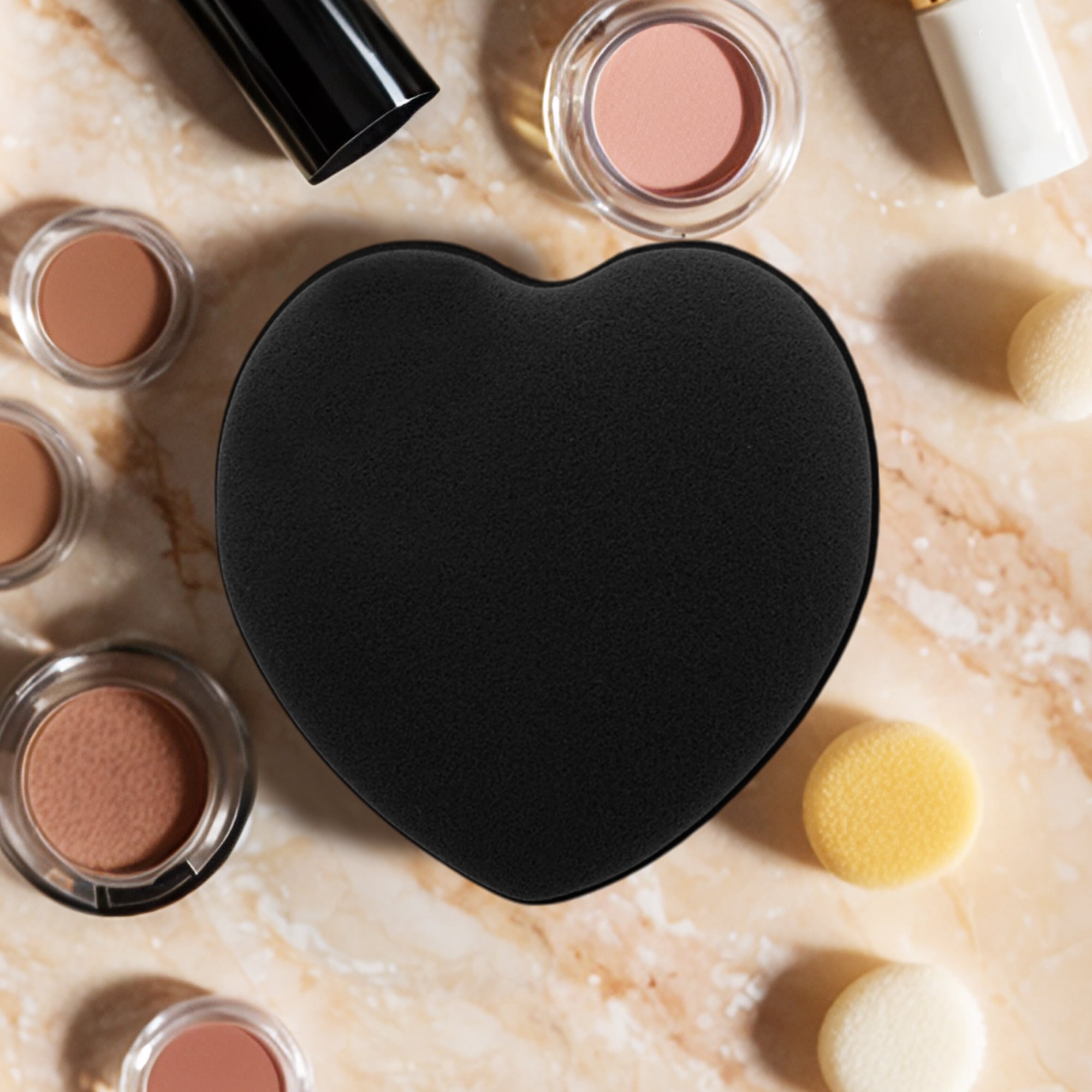Unique Bargains 5 Pcs Heart-Shaped Face Makeup Sponge for Travel Black