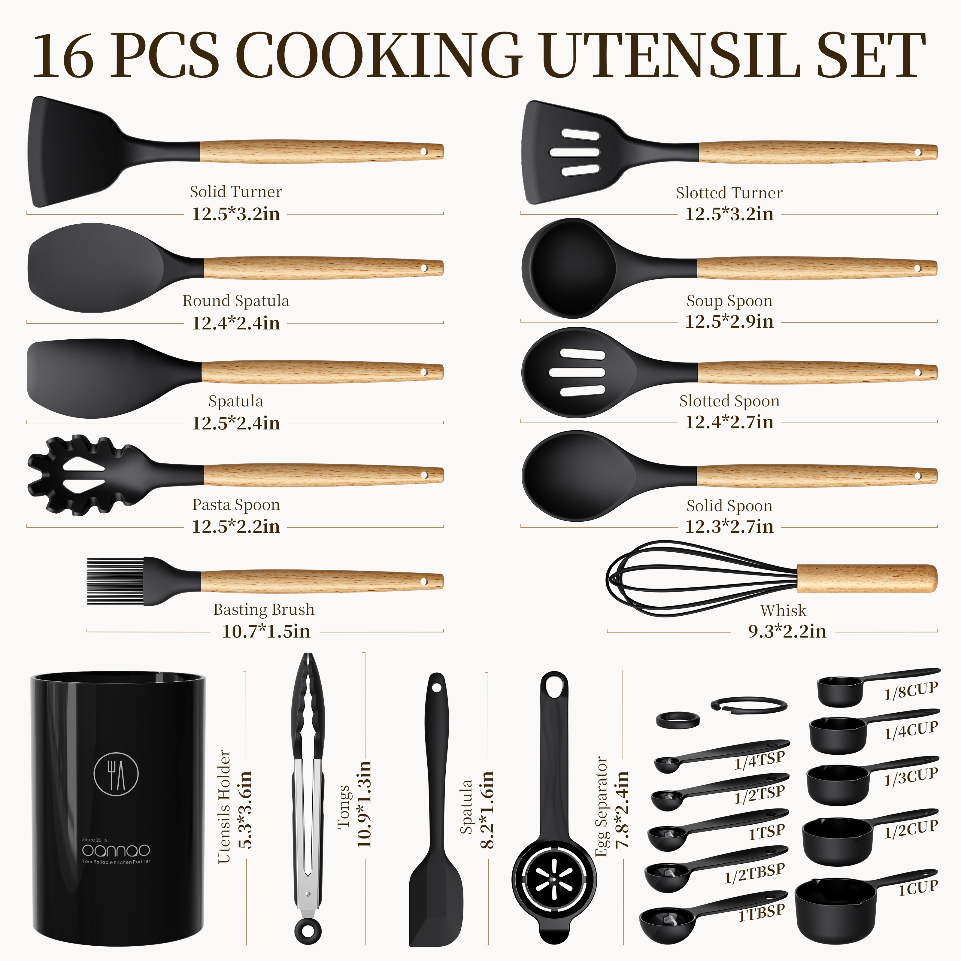 Oannao 9-Piece Silicone Cooking Utensil Set with Holder photo 4
