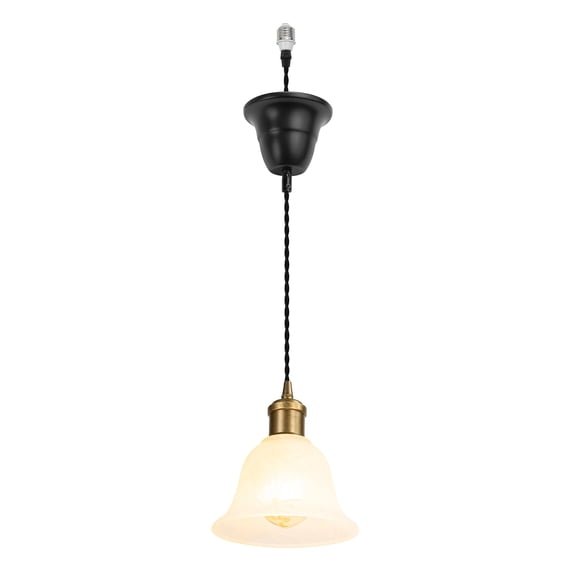 KAYYELAMP Adjusted 3.2ft Wire Hanging Light White Textured Glass Shade Old Copper Base E26 Connection Retro Pendant Lamp Replacement Downlight for Kitchen Stairs(No Bulb)