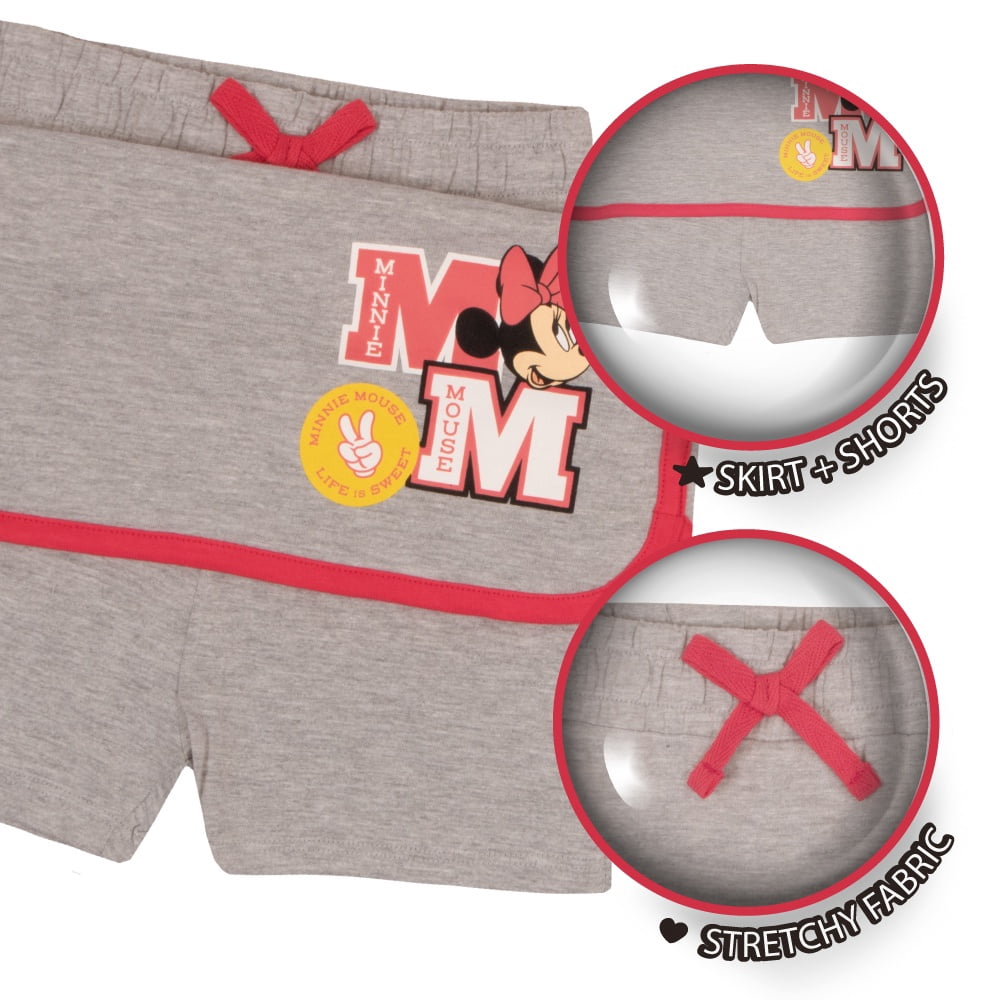 Disney Minnie Mouse Girls Casual Short Sleeve Graphic Print T-Shirt and Skort Set, Sizes 3T-16