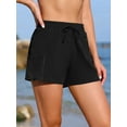 thumbnail image 6 of Womens Swim Shorts High Waisted Drawstrings 2-In-1 Swimming Bottoms with Zipper Pockets, 6 of 7