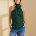 thumbnail image 2 of HAJWOH Women's Halter Neck Cotton Tank Tops Solid Color Sleeveless Casual Streetwear Summer Fashion Tunic Cami Shirts, 2 of 6