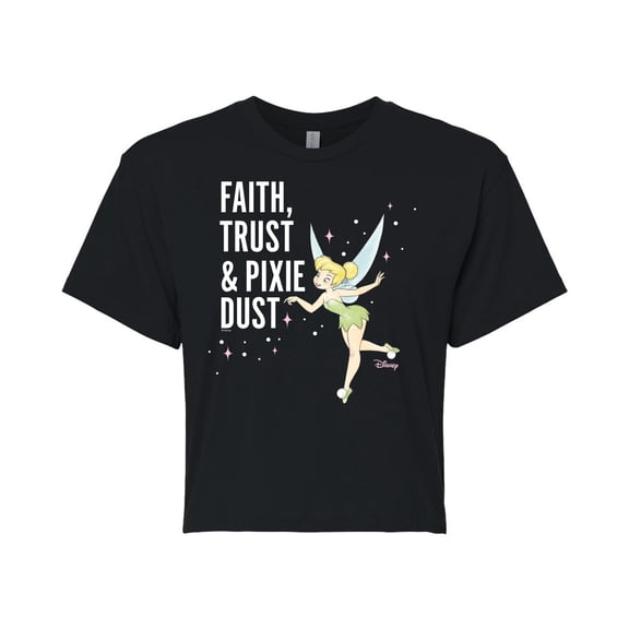 Tinker Bell - Faith Trust Pixie Dust - Juniors Cropped Cotton Blend T-Shirt