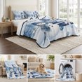 thumbnail image 6 of Quilts Queen Size Bedding Set, Merry Christmas Lightweight Quilted Comforter, Xmas Snowman Blue Gifts Forest Soft Reversible Bedspread Coverlet with Pillow Covers for All Season, 90" x 96", 6 of 9