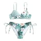 thumbnail image 1 of Traje de baño de bikini Traje de baño Estampado floral Tirantes ajustables en la parte delantera con cordones Cintura alta Traje de baño de bikini de 2 piezas Verde claro S, 1 of 5