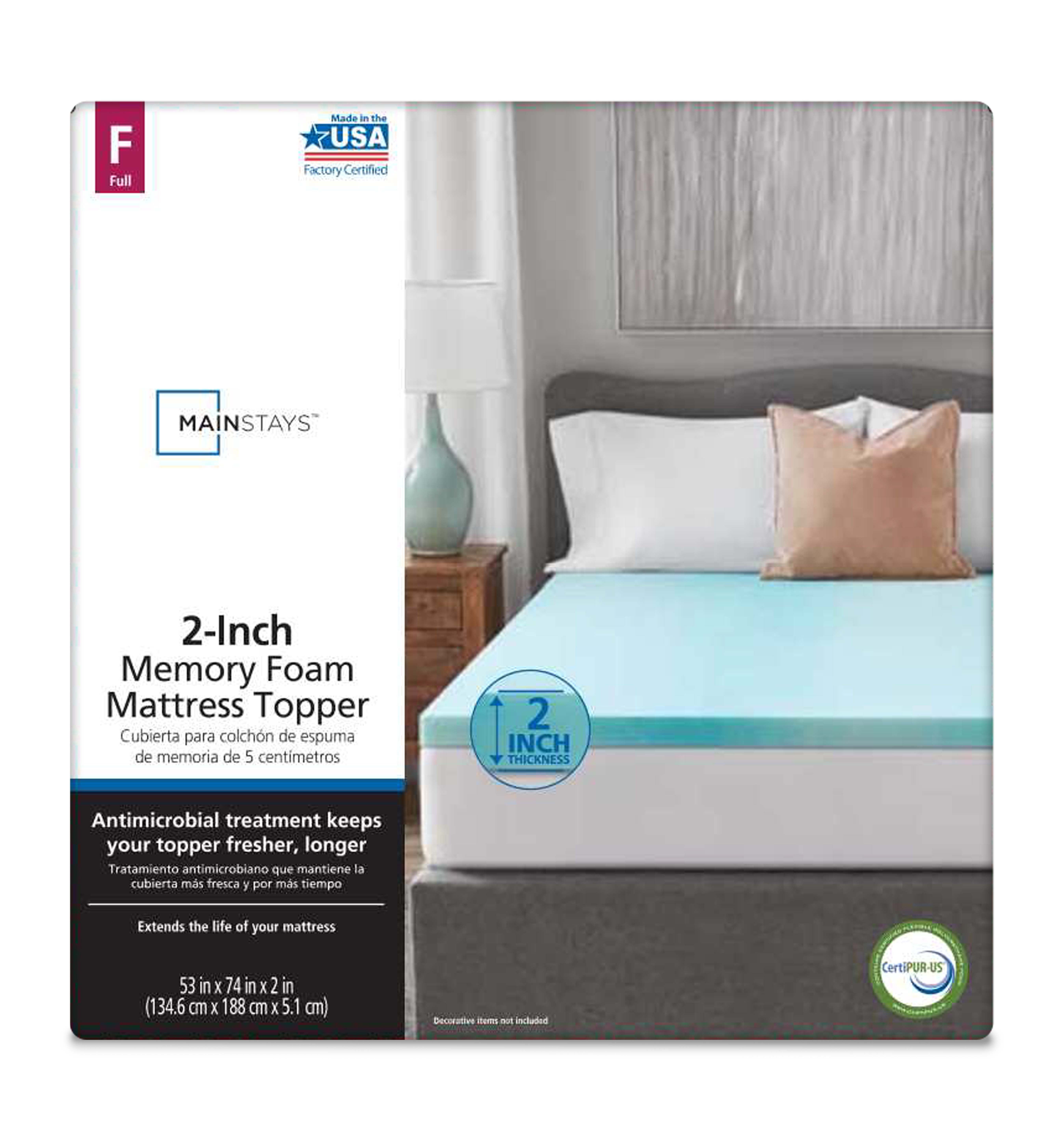 Memory Foam Mattress Topper Choice of 1" 3" or 4" Depth and 6 Sizes 2" 