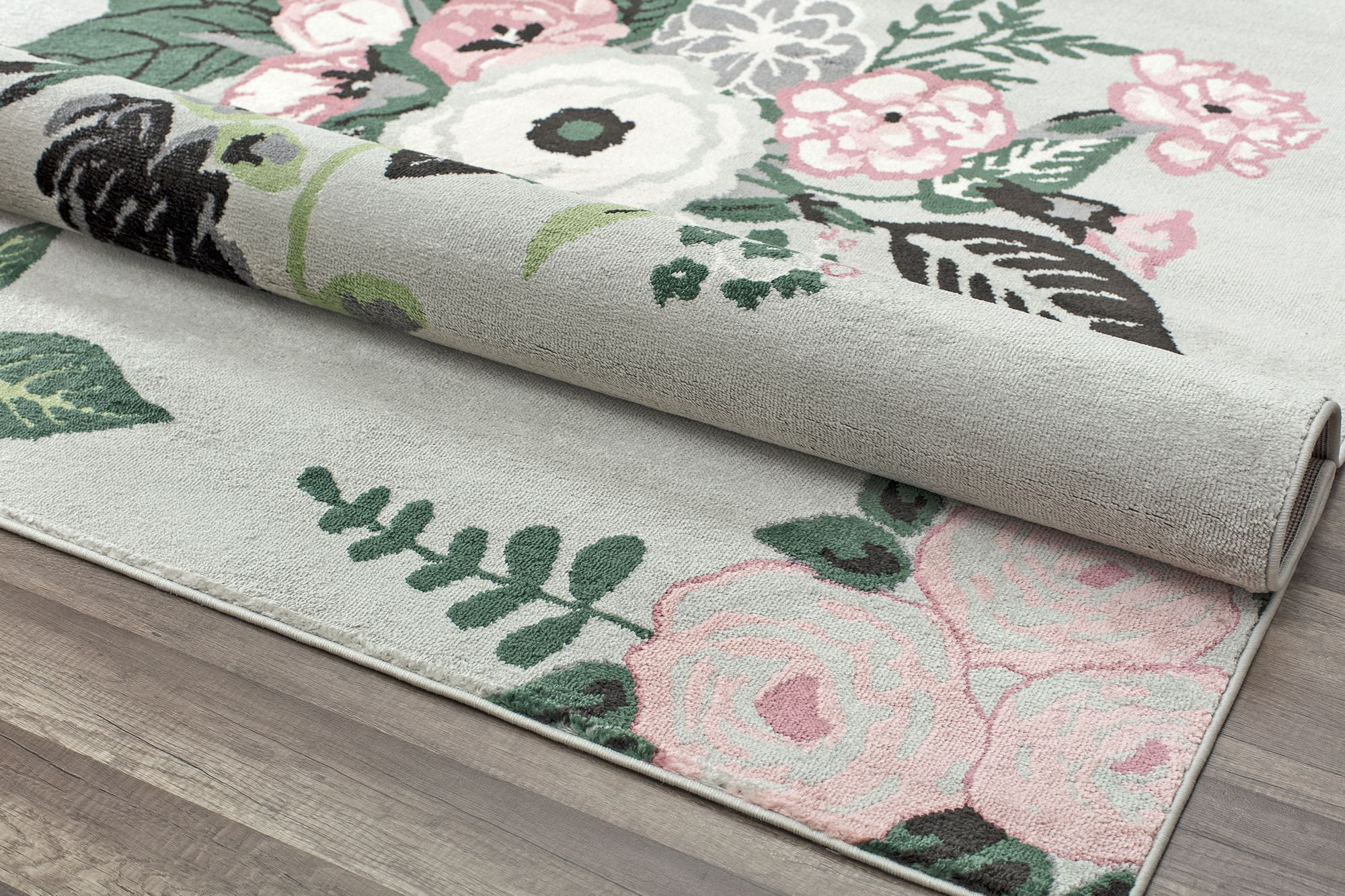 Rugs America Hanna VA40C Rose Garden Gray Floral Transitional Beige Area Rug, 9'x12'