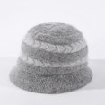 thumbnail image 4 of LinYooLi Bucket Hat for Women Knitted Plush Fisherman Hat Ear Protection Warm Bowler Hat Fashion Color Block Arrow Design, 4 of 8
