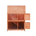 thumbnail image 4 of Pefilos 41" Rabbit Hutch Indoor with Tray, Bunny Hutch Outdoor 2 Story Wooden Rabbit House Guinea Pig Cages with Ramp, Orange, 4 of 9