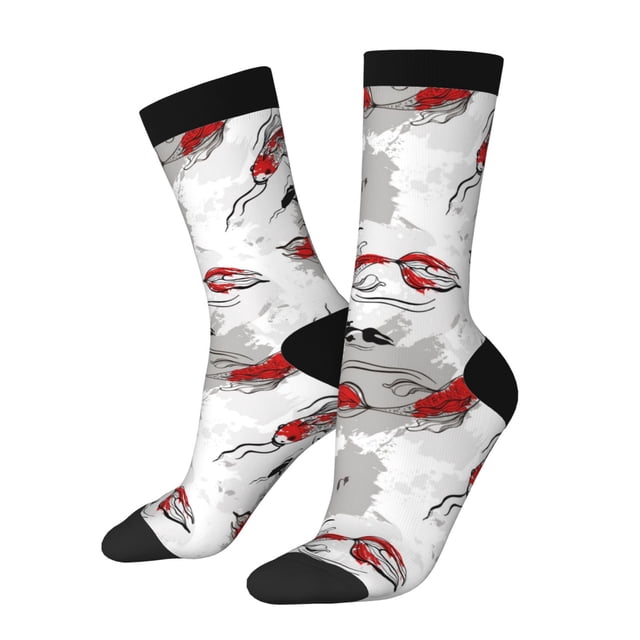 Balery Koi Fish Calcetas Largas con Estampado para Hombre y Mujer – Suaves y Transpirables, Talla Única (US 5-11)