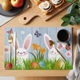 thumbnail image 2 of Easter Bunny Placemats Set of 4, Spring Easter Eggs Floral Blue Woodn Placemats for Dining Table, Place Mats for Kitchen Tabletop, Waterproof Wipeable Dining Table Mats Set, 2 of 9