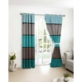 thumbnail image 4 of Fsddascl Aqua Wooden Blackout Curtains for Bedroom/Living Room, Thermal Insulated Kitchen Curtains, Grey Stripe Gradient Country Rustic Grain Grommet Darkening Window Treatment Drapes 52"x84"x2, 4 of 8