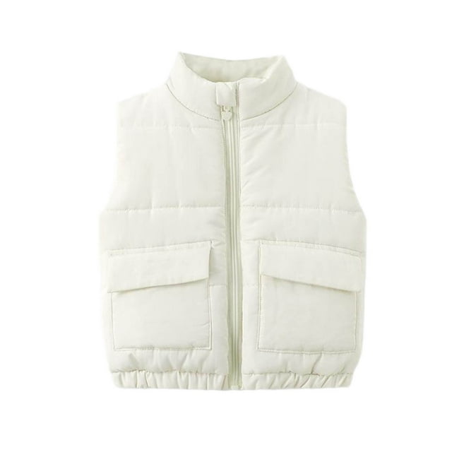 Manteaux pour Filles Automne Hiver Haut Matelassé Uni Garçons Épaissi Chaud Sans Manches