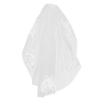 Kesenlong Floral Embroidered Bridal Veil, White, 36" x 24"