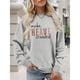 thumbnail image 4 of Suéter de Mujer con Estampado de Letras, Cuello Redondo y Larga Gris XL, 4 of 5