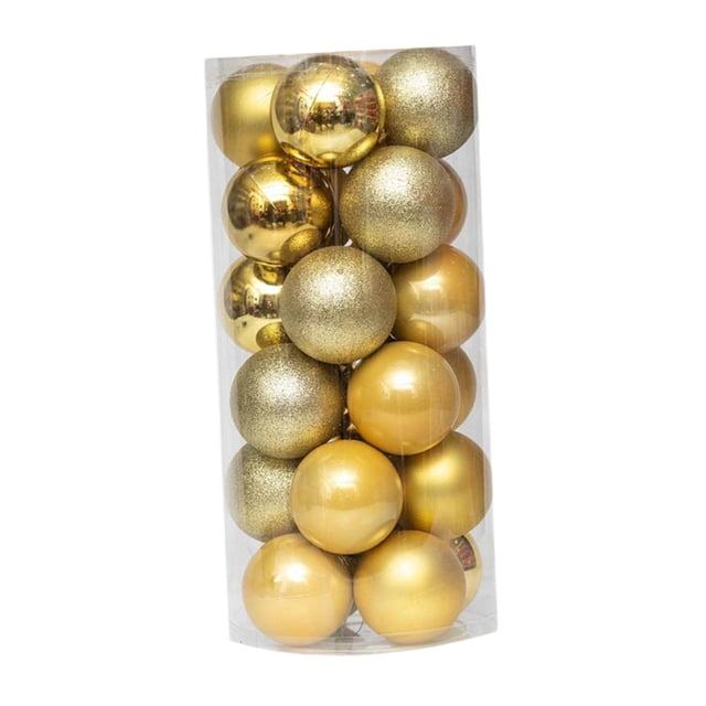 24 piezas de adornos navideños de bolas para sala de estar, armario y dormitorio Oro 8 cm