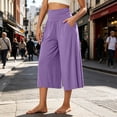 thumbnail image 2 of Capri Pants for Women High Waist Workout Yoga Pants with Pockets Lightweight Wide Leg Cropped Trousers Loungewear, 2 of 7