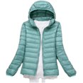 thumbnail image 3 of Chaqueta de plumón para mujer, talla grande, chaqueta de plumón ligera y plegable con capucha para otoño e invierno, 3 of 5