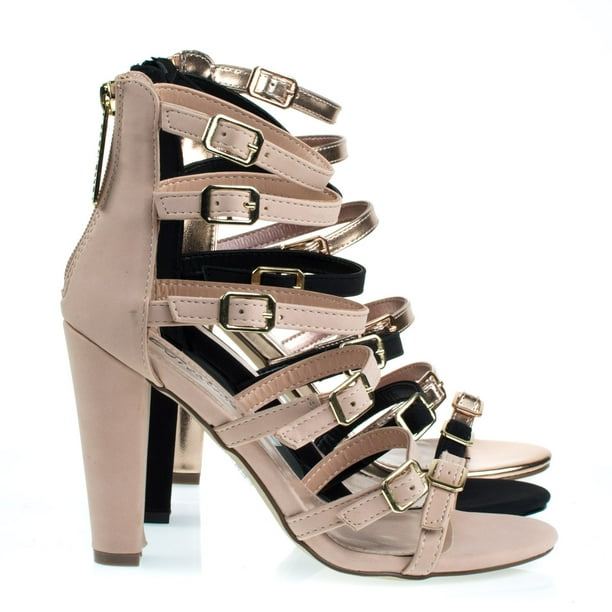block heel studded gladiator sandals