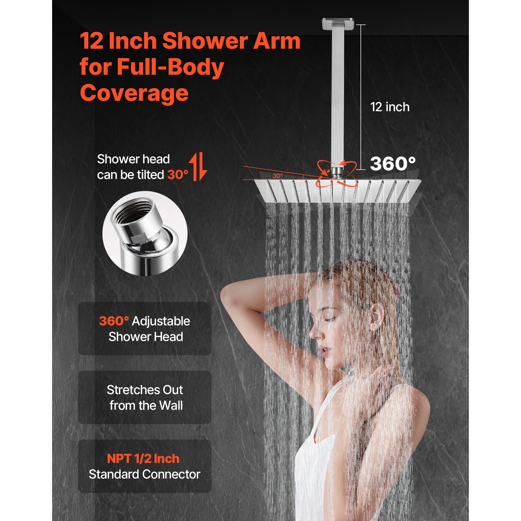 KFFKFF Shower Faucet Set with 12-Inch Rain Shower Head and Handheld Spray, Ceiling-Mounted Bathroom System with Brass Valve and Trim Kit, Brushed Nickel Finish