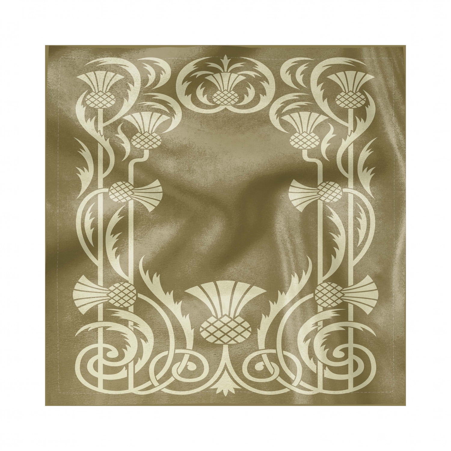 Art Nouveau Decorative Napkins Set of 4, Floral Border with Tropical