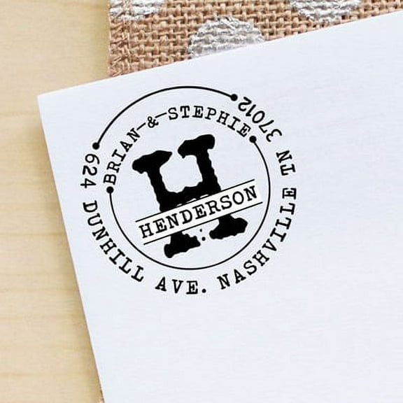 Printtoo Personalized Self Inking Return Address Stamp Custom Round Monogram Rubber Stamp