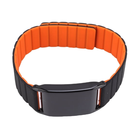 Yajisi Magnetic Silicone Watch Band Replacement for WHOOP 4.0 Watch, Soft Skin Friendly Fitness Tracking Sport Strap Bracelet, 10.2 inches / 26 cm, Black Orange