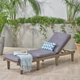 thumbnail image 4 of Lisonu Outdoor Wooden Chaise Lounge Chair, Grey Acacia Wood Recliner with Full-Length Water-Resistant Dark Grey Polyester Cushion for Patio, Lawn & Poolside Relaxation, 4 of 15