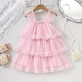 thumbnail image 2 of Girls Party Dress , Little Girl Easter Dress Toddler Baby Girls Dress Print Layered Sleeveless Casual Dress Kids Fashion Summer Dresses, 2 of 4