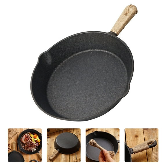 UPOUART 1Pcs Polished Cast Iron Skillet Non Stick Cooking Frying for BBQ