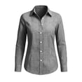 thumbnail image 6 of BCSIOAOI Womens Tops,Collared Gingham Plaid Button Long Sleeve Slim Fit Casual Shirts Black L, 6 of 6