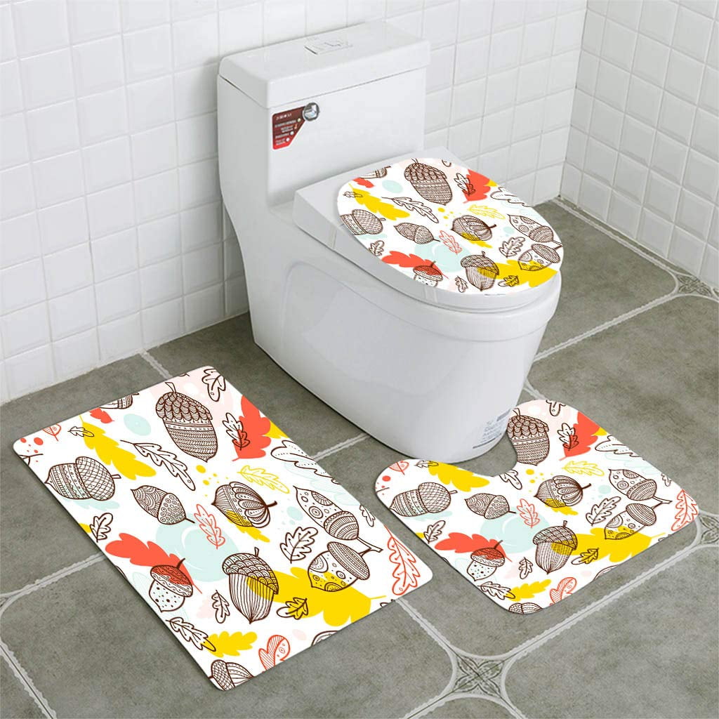 Erehome Acorn Seamless In Boho Style 3 Piece Bathroom Rugs Set Bath Rug Contour Mat And Toilet Lid Cover Walmart Canada