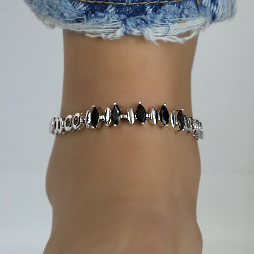 Kaash Customs Adjustable 925 Sterling Silver CZ Stone Anklet Bracelet Gift for Women