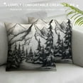 thumbnail image 3 of ONETECH  Throw Pillows Cover  Drawing Winter Forest Sketch Black White Nature Mountain Parks Pine Tree Snowy Hiking Snow Wood Scene Cushion Case for Fall Home Decor, 3 of 5