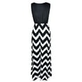 thumbnail image 3 of Innerwin Robes Maxi Col Rond Femme Longue Robe Vacances Sans Manches Patchwork Été Plage Robe d'Été Noire P, 3 of 5