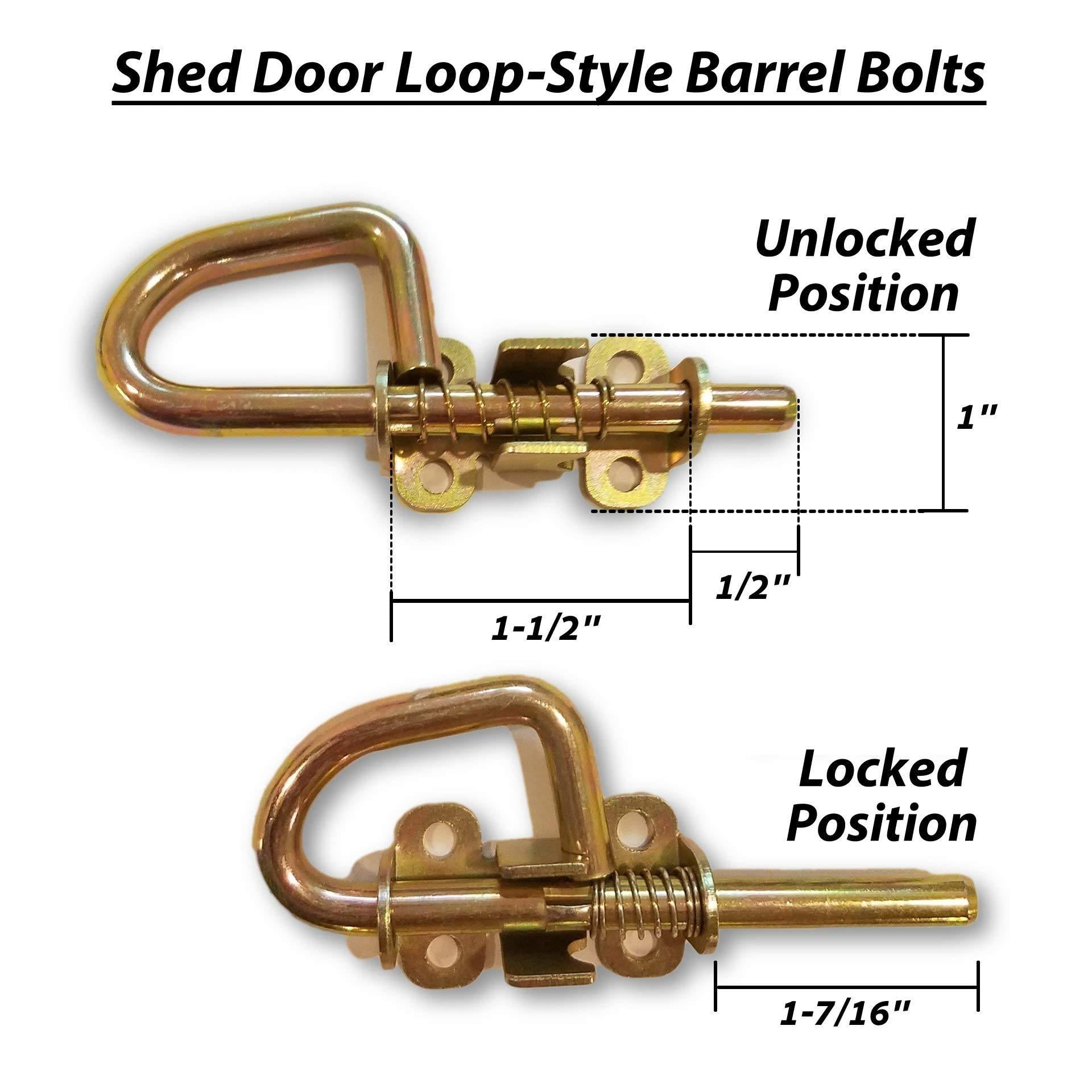 Loop Style Spring Barrel Bolts 1 Pair Includes 8 Screws And Square Bit Shed &