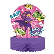 Pack of 6 “Girl Superhero" Honeycomb Tissue Birthday Table Centerpieces 13"