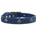 thumbnail image 2 of Mirage Pet Products Leather Fleur De Lis Dog Collar, Blue, S/M, 2 of 3