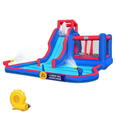 Sunny & Fun Fun Water Slide with Bounce and Pool for Backyard Water Play