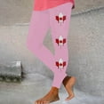 thumbnail image 2 of Jinhomg Women's Slim fit Leggings, High Waisted Leggings for Women Soft Opaque Printed Pants with Canada Letter Flag Flowral for Workout Skating Deals of the Day Pink L, 2 of 6