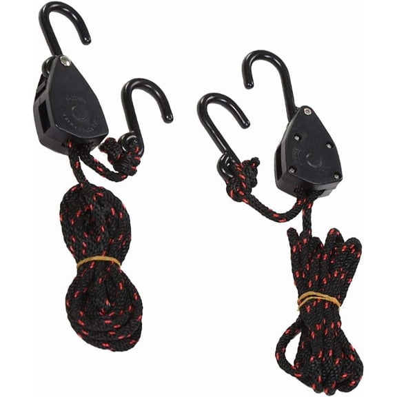 Jashem 4-Pack 1/8" x 6Ft Adjustable Heavy Duty Ratchet Rope Hanger for Kayak Canoe Bow and Stern Tie Downs Straps