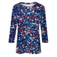 thumbnail image 4 of WEANT Women Tops Summer Fouth Of July Casual Independence Day Crew Neck 3/4 Sleeve Ladies Blouses Dressy Tee Shirts Fashion American Flag Outfits for Women Dark Blue M, 4 of 5