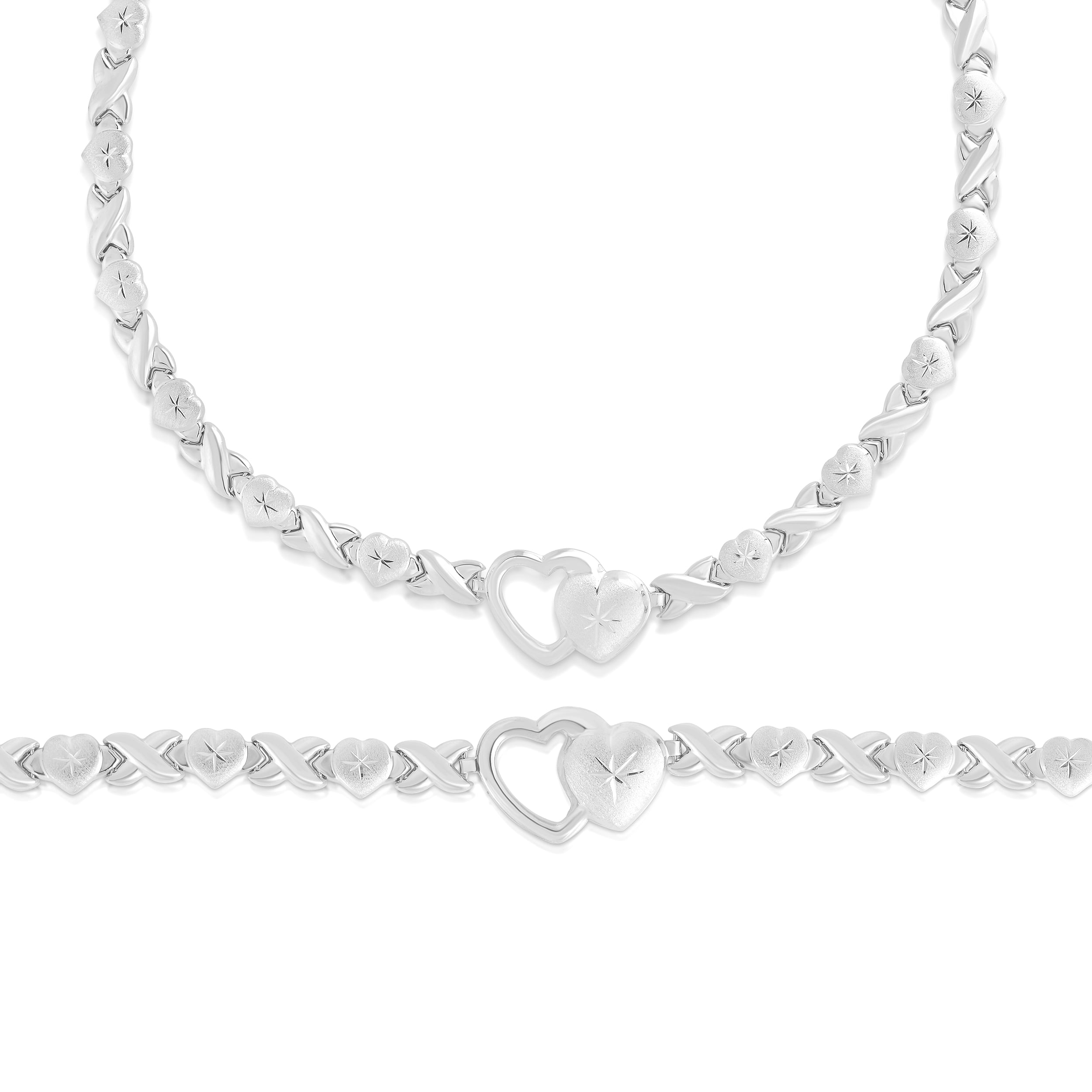 Sterling Silver Polished X&O Hugs And Kisses Necklace