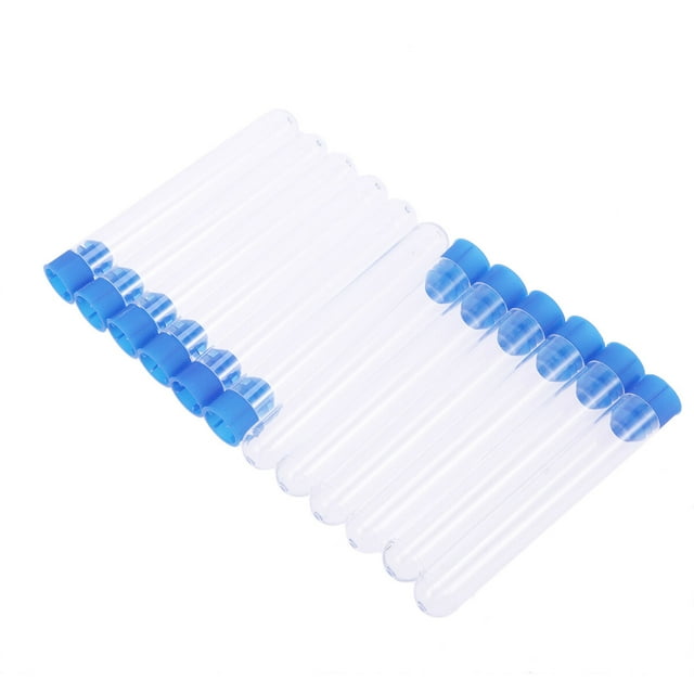 SHISUYAN 12 Pcs/Pack 16x150mm Plastic Clear Test Tube with Stopper for Scientific Experiments Party Candy Storage with Stopper (Random Colors)