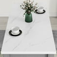 thumbnail image 6 of PORKISS Dining Table Set for 2 with Storage Shelves, Faux Marble Table and Upholstered Chairs, Grey, 6 of 10