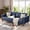 blue, variant on 83" Wide Modern 3-Seater Upholstered Faux Leather Sofa, Comfort Deep Seat Couch with Spring Supported Cushion & Detachable Back Pillows for Multi-Space Home Use