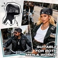 thumbnail image 2 of PU Leather Biker Skull Cap Classic Fashion Leather Biker Hat, Gothic Leather Bandana Unisex Motorcycle Cap, Fits 18-23inch, 2 of 9